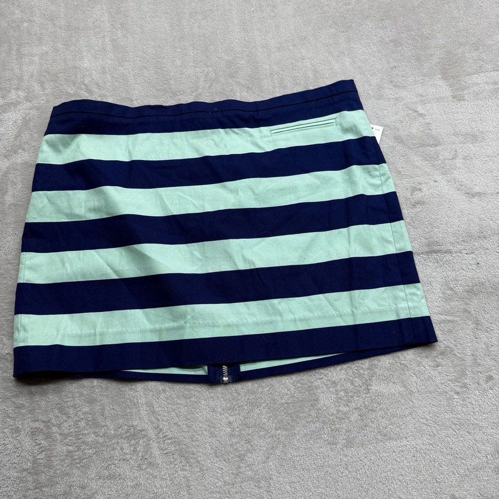 Gap Mini Skirt Women's 14 Navy Green Zip Back Striped Nautical Preppy‎ Summer
